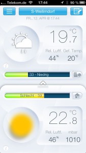 Die Netatmo App - erst ein wenig unübersichtlich, doch bald versteht man die Anordnung